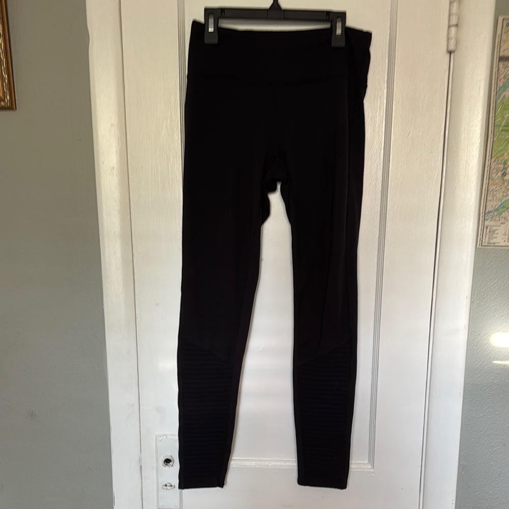 Ribbed Moto Black Leggings